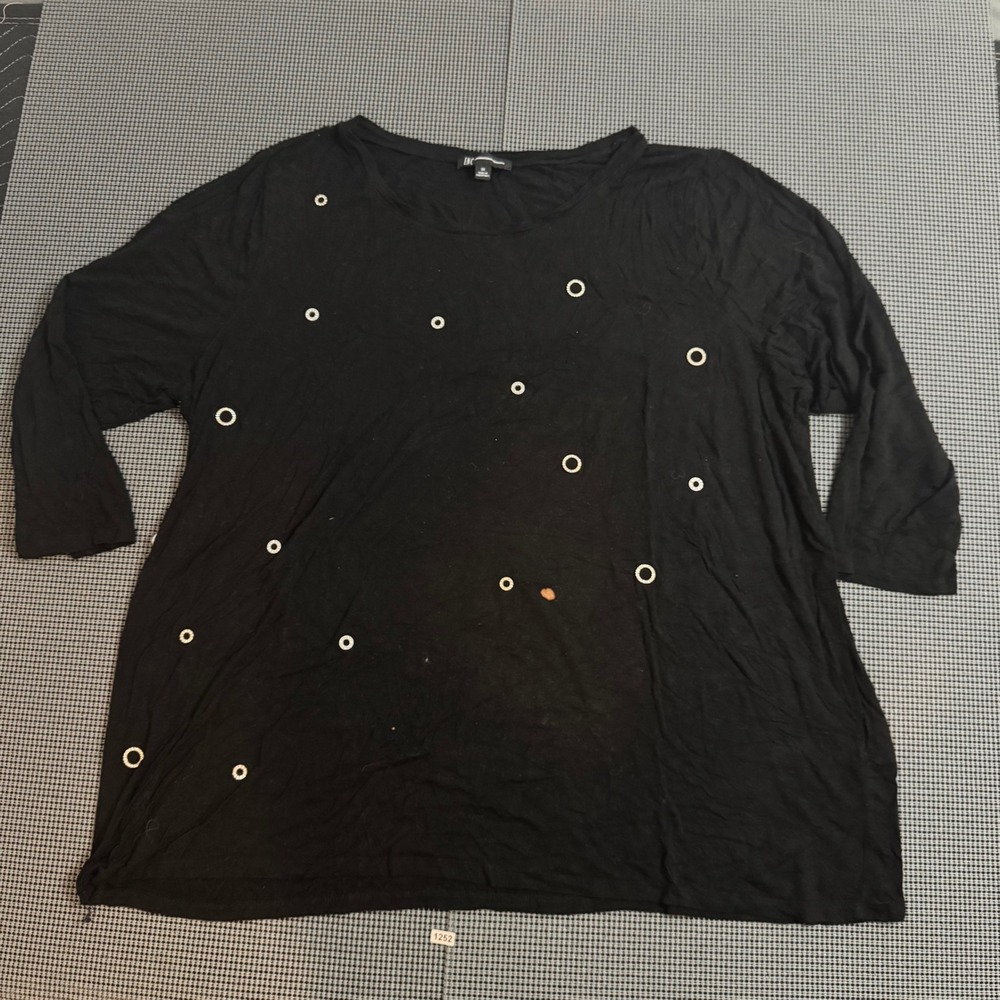 INC International Concepts Womens 3X Black Grommet Top STAIN FLAW